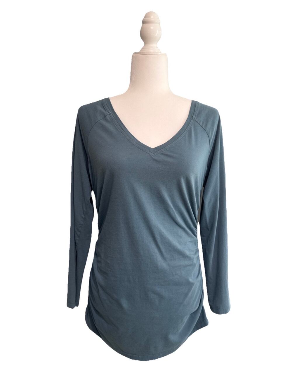Sundance Jersey Stretch Top Womens Medium Teal Blue Cotton V-Neck